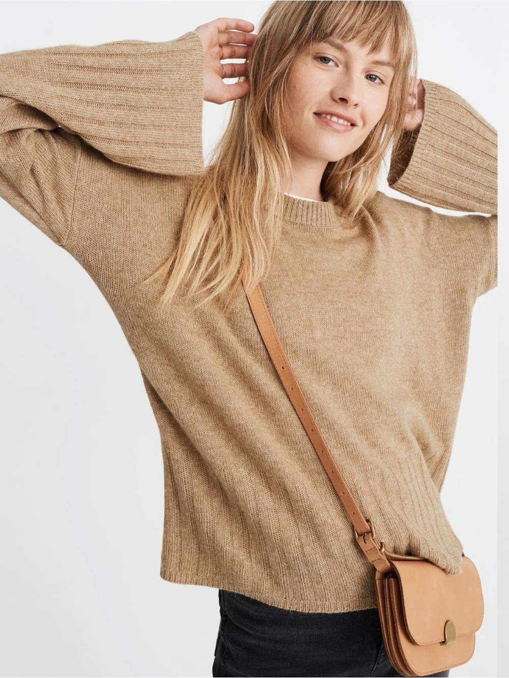 Madewell Ayres Wide Sleeve Sweater XS Wool Alpaca Quiet Luxury Minimalist